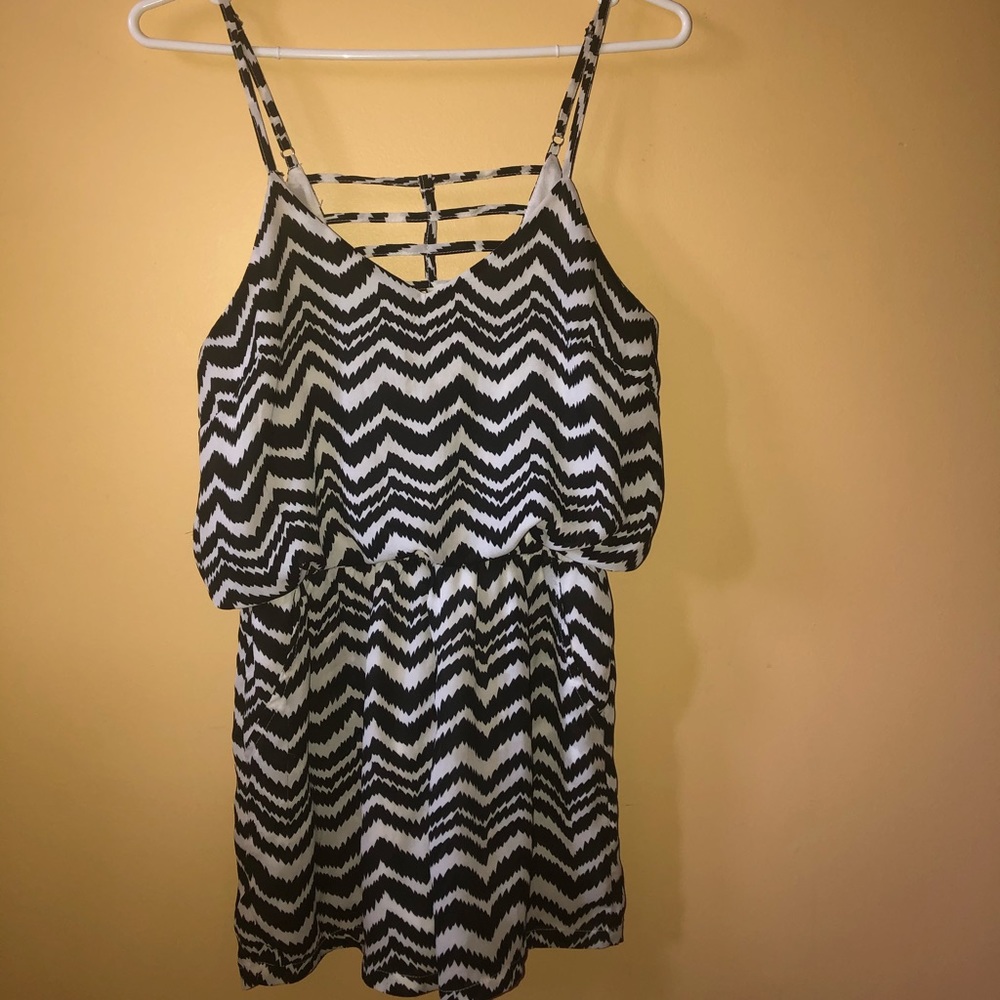 Chevron black and white romper